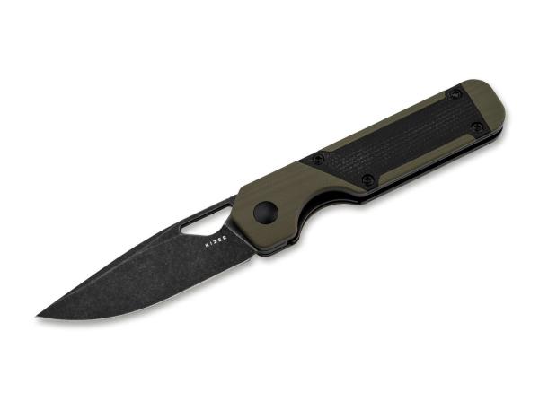 Kizer Mini Militaw G10 Green Micarta Black