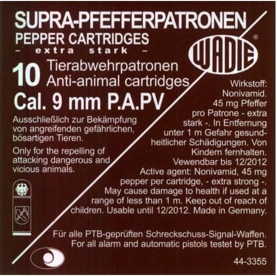 Wadie 9mm P.A.PV Pepperpatronen